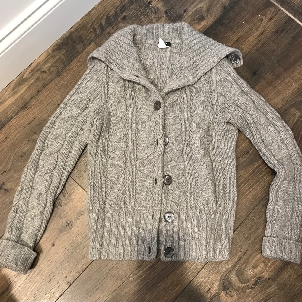 J Crew Gray Cableknit Cardigan XS